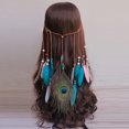 thumbnail image 4 of Diademas de plumas de pavo real indio, cadena de cabeza de princesa bohemia, tocado ajustable, cuerda hecha a mano, accesorios para el cabello para mujeres y niñas Xemadio 221644-2, 4 of 9