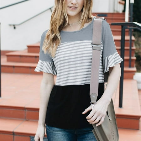

TOTO Women Maternity Short Sleeve Striped Nursing Tops T-Shirt For Breastfeeding