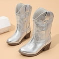 thumbnail image 6 of newwalpole Kids Cowboy Boots - Cowboy and Cowgirl Boots for Boys and Girls, Mid-Calf Square Toe Western Rodeo Boots with Embroidery and Side Zipper (Toddler/Little Kid/Big Kid) Silver for Size 13, 6 of 9