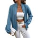 thumbnail image 1 of Suéter de Punto con Cremallera para Mujer, Larga, Cárdigan Abierto por Delante, Cárdigan Cálido con Bolsillos, Abrigo de Abrigo Azul M, 1 of 10