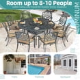 thumbnail image 4 of MEETWARM Outdoor 61" Round Patio Dining Table with Detachable Lazy Susan, All Weather Cast Aluminum Large Patio Furniture Table Set for 8 Seat with 24" Rotating Tray, Umbrella Hole, Dark Bronze, 4 of 9