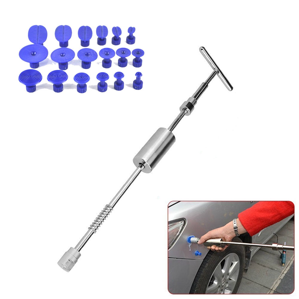 Paintless Dent Repair Hail Removal 2in1 TBar Metal Slide Hammer + 18pcs Glue Puller Tabs