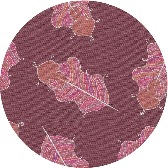 Ahgly Company Indoor Round Patterned Blush Red Pink Novelty Area Rugs, 6' Round