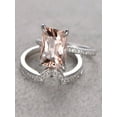 thumbnail image 2 of 1.50 Carat Peach Pink Morganite (princess cut Morganite) Diamond Engagement Ring Wedding Bridal Set in 10k White Gold, 2 of 2