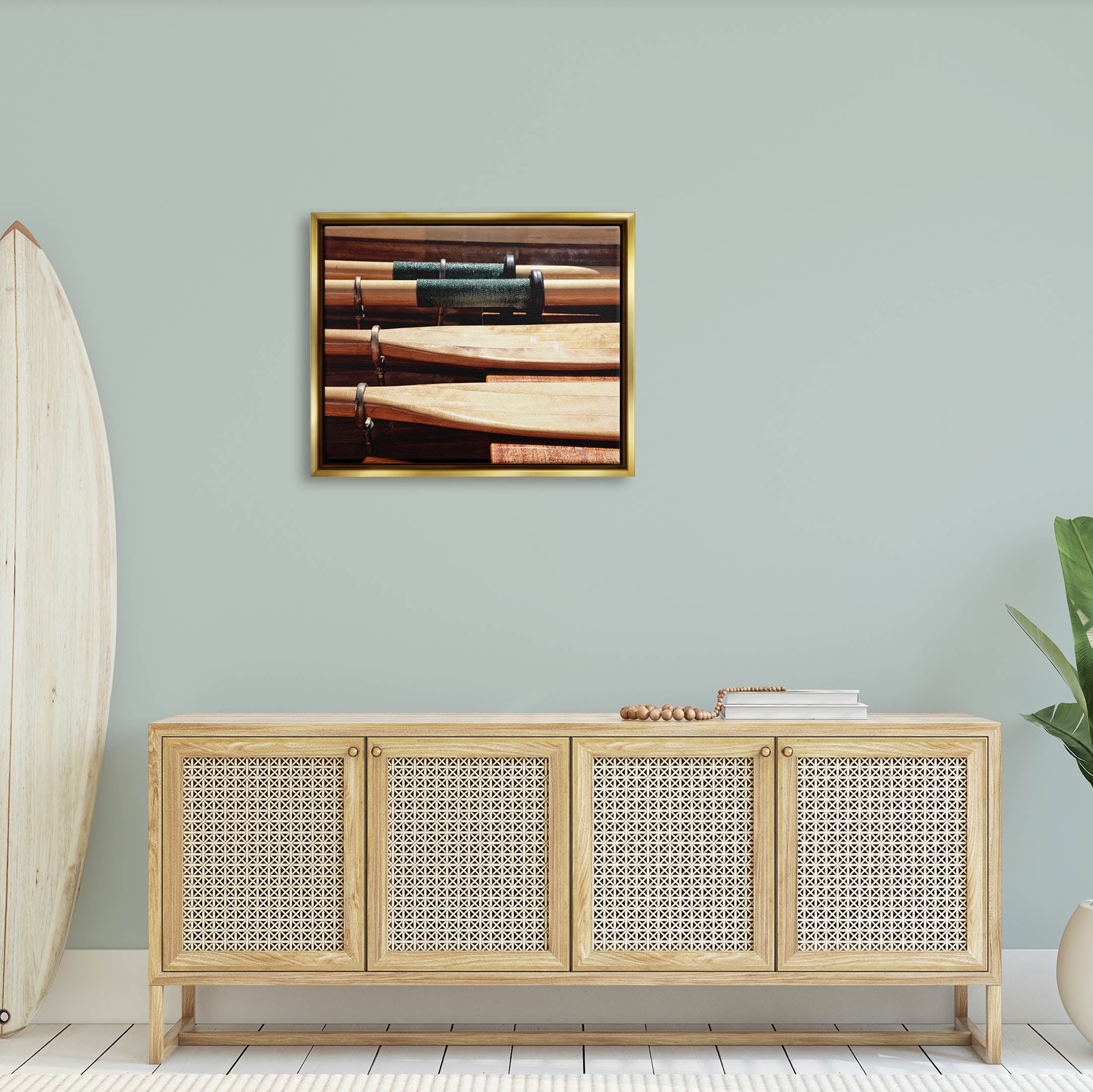 Stupell Industries Rowing Oars Photograph Photograph Metallic Gold Floating Framed Canvas Print Wall Art, Design by Savanah Plank
