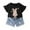 Black, variant on Utlike Girls Outfit Sets Toddler Easter Clothes Baby Summer Outfits Cute Bunny Bow Applique Shirts Tops Denim Shorts Set Girls Party Sets Size 3 Years-4 Years