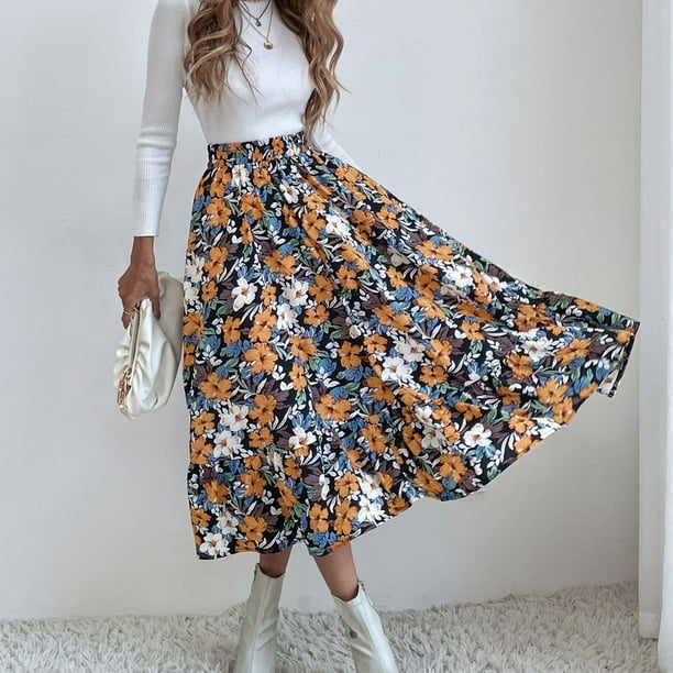 CHGBMOK Skirts for Women Summer Boho Plus Size Women s Casual