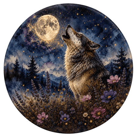 Lotusprint LLC 2D Print Moon Wolf Spare Tire Cover Without Backup Camera Hole 34 in V2 Floral Wolf Car Covers