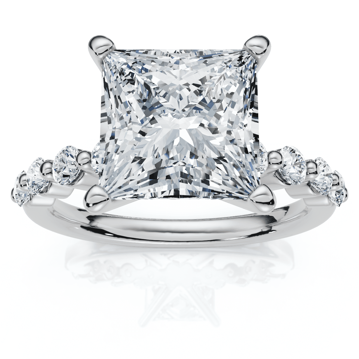 Pompeii Certified Monica Princess Cut 3 1/2Ct Diamond Engagement Ring 14k Gold Lab Grown