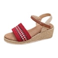 thumbnail image 6 of Rokment Espadrille Wedge Dress Sandals for Women 2026 Boho Beach Fahion Casual Braided Open Toe Platform Strappy Summer Shoes Red Size 9.5, 6 of 8