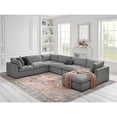thumbnail image 2 of Kaelynn Corner Sofa Gray Linen Upholstered with Ottoman, 2 of 8