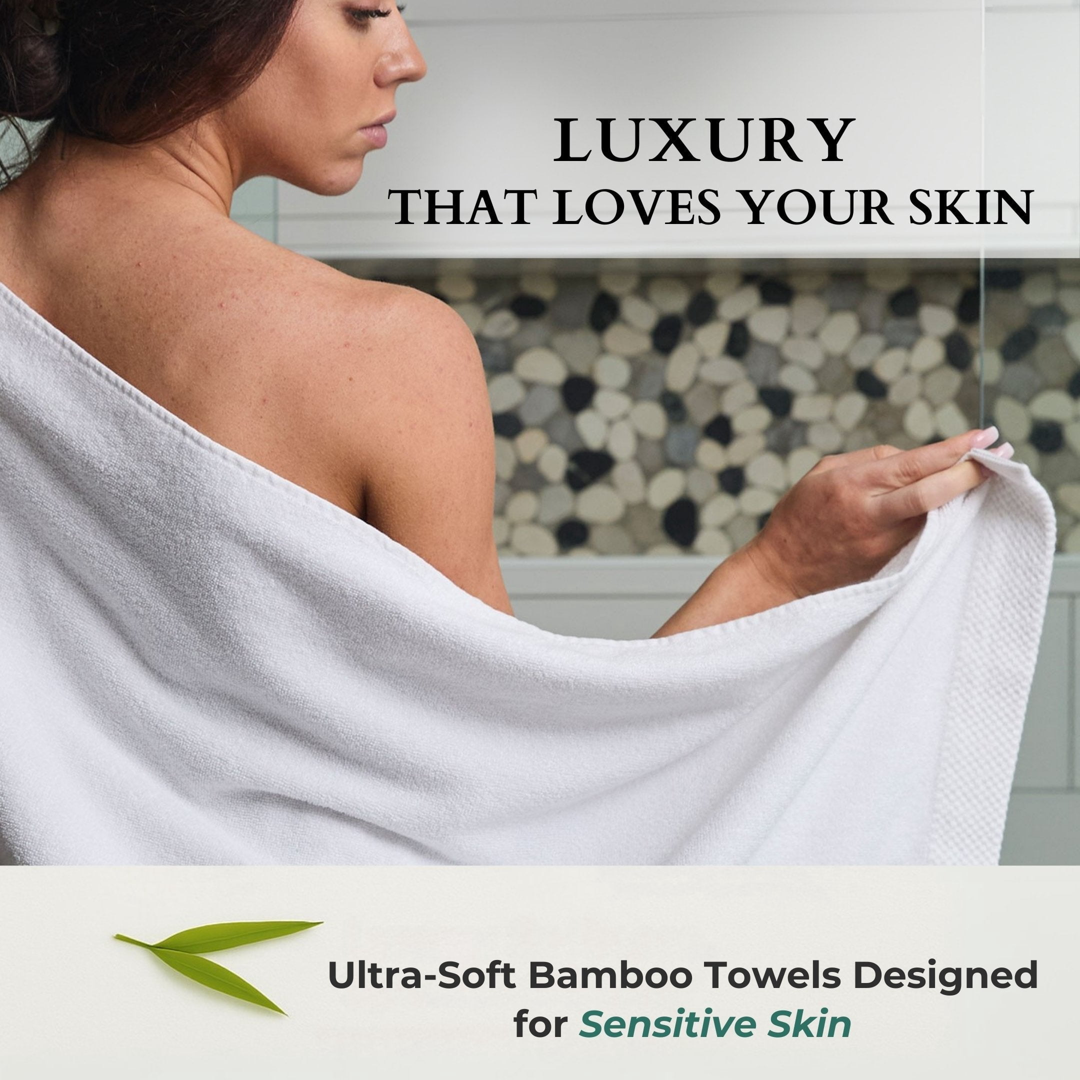 BedVoyage Towel Set 3pc - Viscose from Bamboo + Cotton - 600 GSM - Absorbent & Odor Resistant - White
