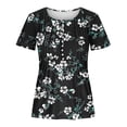 thumbnail image 2 of Tops de Algodón para las Mujeres Impreso en V-Cuello Botón Arriba Blusa de Manga Corta, Ligera Imitación Top Casual, 2 of 4