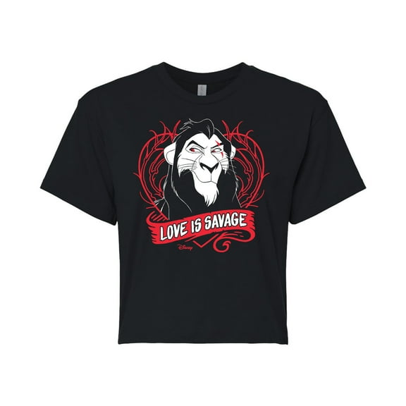 Disney Villains - Love Is Savage - Juniors Cropped Cotton Blend T-Shirt