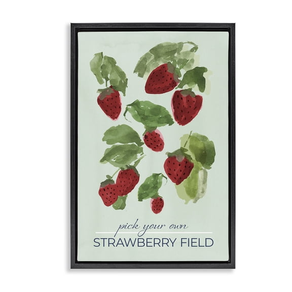 Stupell Industries Rustic Lodge Strawberry Field Pick Your Own Black Floating Frame Canvas Art, 17 x 25, by Lucille Price