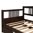 thumbnail image 5 of PAPROOS Twin Size Daybed with Trundle Included, Solid Wood Daybed with a Trundle, Heavy Duty Daybed Frame, Living Room Sofa Bed with Pull Out Bed, No Box Spring Needed, Espresso, 5 of 12