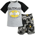 thumbnail image 1 of DC Comics Justice League Batman Toddler Boys T-Shirt French Terry Shorts Grey 3T, 1 of 5