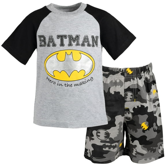 DC Comics Justice League Batman Toddler Boys T-Shirt French Terry Shorts Grey 4T