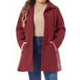 thumbnail image 2 of DARING DIVA Women's Plus Size Full Lined Side Pocket Single Breasted Coats 3X Burgundy, 2 of 6