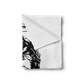 thumbnail image 2 of Gorilla Soft Flannel Fleece Blanket, Illustration of a Creative Angelic Monkey with Wings Furry Grumpy Creature, Cozy Plush for Indoor and Outdoor Use, 50" x 60", Charcoal Grey White, by Ambesonne, 2 of 5