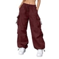 thumbnail image 4 of Womens Cargo Pants Lightweight Baggy Hiking Parachute Pant with Pockets Workout Athletic Casual Trouser Outdoor 2026, 4 of 5