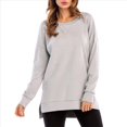thumbnail image 1 of Sudadera de Mujer de Color Liso con Cuello Redondo, Larga y Abertura Frontal Corta y Trasera Larga Gris XXL, 1 of 10