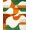 Green Orange White, Pattern 13, variant on Design&I 8'x10' Washable Area Rug Sleek Flatweave Pet Friendly Abstract Sunflower Petal Motif Contemporary Decorative Orange for King Size Bedroom, Under Bed