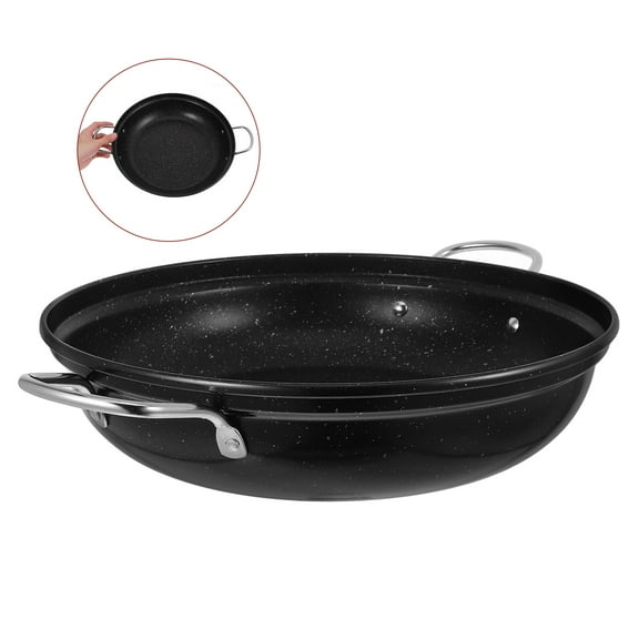 Masteelf  Steel Pans for Cooking Pot Frying with Basket Flat Bottom Wok
