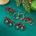 thumbnail image 5 of Yoyauz Women's Christmas Earrings Cute Christmas Ribbon Bow Garland Bell Red Green Holiday Pendant Earrings Christmas Holiday Jewelry Party Gifts, 5 of 5