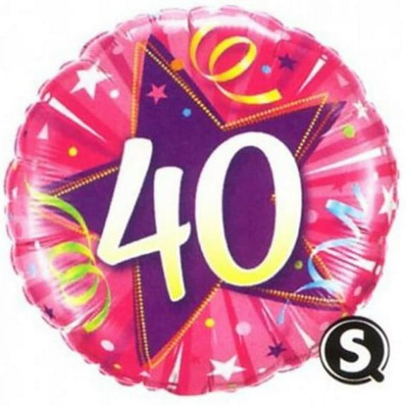 Qualatex 89110 18 in. Hot Pink Shining Star 40 Foil Balloon - Pack of 5