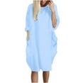thumbnail image 1 of Qucoqpe - Vestidos de talla grande para mujer, informales, holgados, con bolsillos, manga 1/2, elásticos, tallas grandes, maxivestido largo, tallas S-5XL en liquidación, 1 of 5