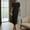 Black, variant on Women's Classic Pearl-Embellished Bodycon Dress - Elegant Crew Neck, Back Zipper & Split Sleeve Formal Dress