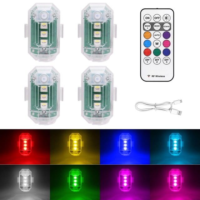 Luces estroboscópicas LED inalámbricas LYCARESUN, 8 colores, recargables por USB