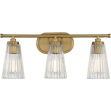 

3 Light Vanity Light in Vintage Style-10 inches Tall and 22 inches Wide-Warm Brass Finish Bailey Street Home 159-Bel-4636299