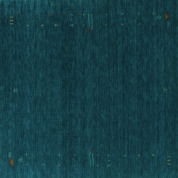 Ahgly Company Indoor Square Abstract Turquoise Blue Contemporary Area Rugs, 5' Square