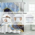 thumbnail image 4 of Marble Bathroom Shower Curtain Blue Black Gold Waterproof Fabric Shower Curtains with Hooks Watercolor Abstract Shower Curtains Cloth for Home Bath Decor 72x84 inches, 4 of 6