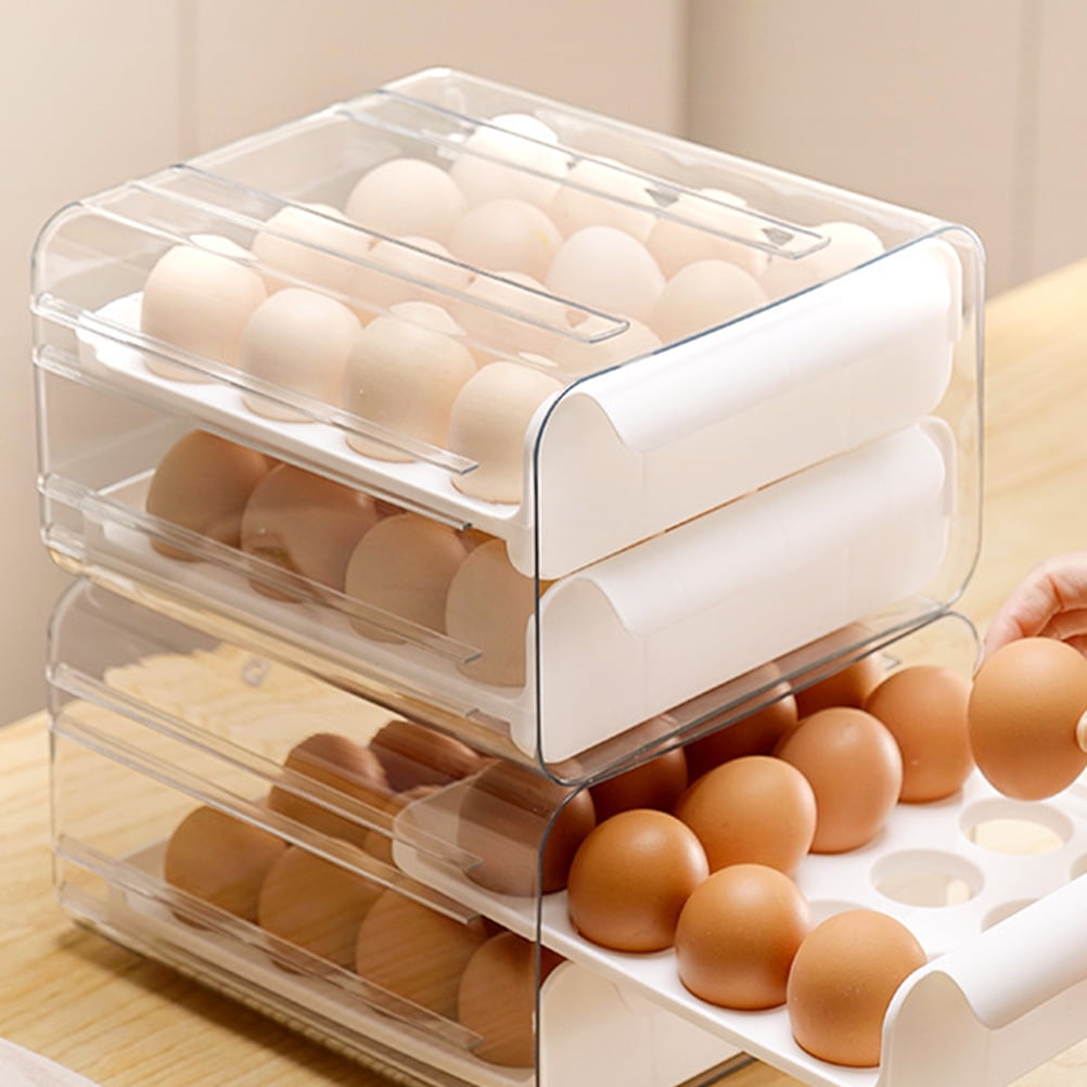 OULII Fridge Organizer Eggs White PP with Ventilation System for Pantry Use 1Pcs