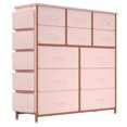 thumbnail image 1 of Towallmark 12 Drawers Fabric Dresser Storage Drawers, Tall Dresser with Sturdy Frame&Wooden Top, Organizer Unit, Pink, 1 of 7