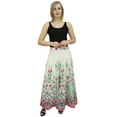 thumbnail image 4 of Bimba Women's Floral Print Cotton Skirt Elastic Waist Maxi Off White Skirts-S, 4 of 4