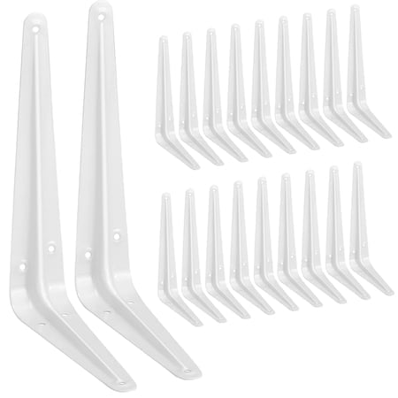 20 Supports d'Étagère 8 Pouces Blancs, Supports en Métal Acier Robuste pour Étagères, Supports Muraux Coin Ange pour Planche en Bois