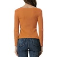 thumbnail image 3 of INSPIRE CHIC Chandail pour Femmes Ajusté à Manches Longues Col Cœur Tricoté TP Orange, 3 of 5