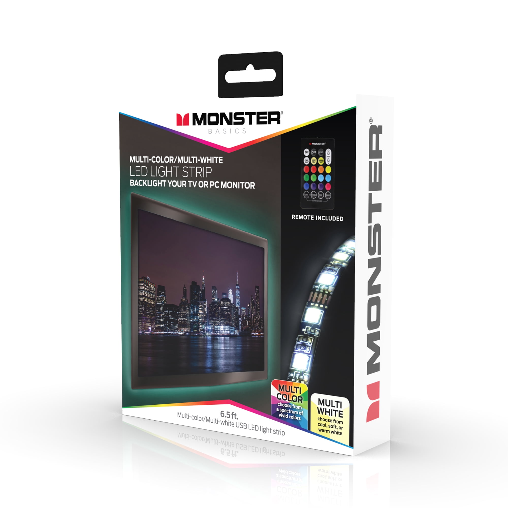 6-Pack Monster 6.5 ft Multi-Color / White Indoor LED Light Strip