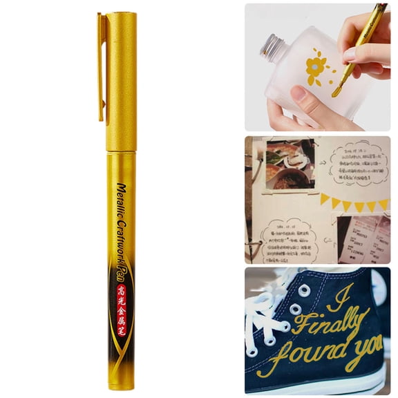 Homesteed Gold Paint Pen Waterproof High Gloss Metallic Marker for DIY Craft Scrapbook Paper Invitation Paint and Artwork Decoration 2ml