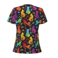 thumbnail image 4 of Naloa Colorful Cats Print T-Shirts Short Sleeve V Neck Tees for Women Fashion Tops Trendy Lightweight Soft Casual Summer Outfits Clothes, 4 of 5
