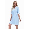 thumbnail image 3 of Summer Dresses for Women V Neck Short Sleeve Casual Shift Dress Sky Blue XXL, 3 of 9