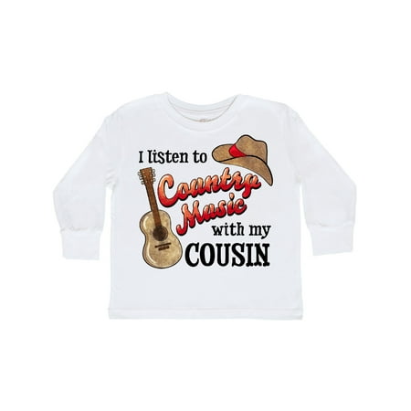 

Inktastic I Listen to Country Music with my Cousin Guitar and Hat Gift Toddler Boy or Toddler Girl Long Sleeve T-Shirt
