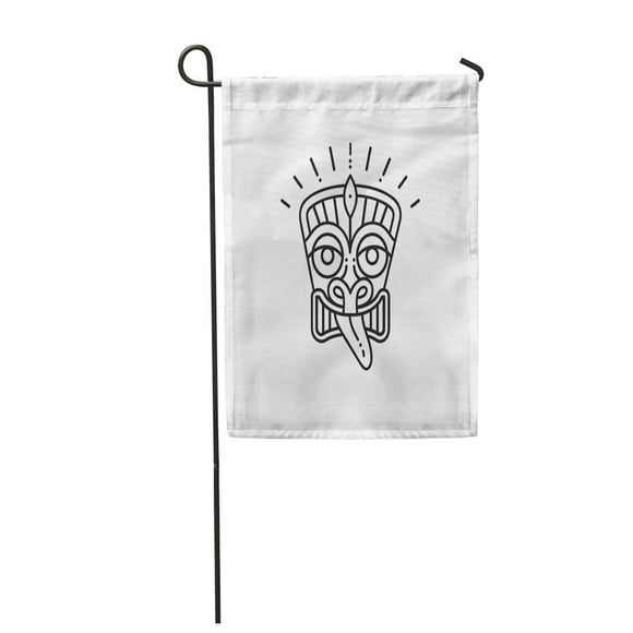 NUDECOR Luau Tiki Mask Head Thin Line Polynesian Symbol Maori Garden Flag Decorative Flag House Banner 12x18 inch