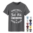 thumbnail image 2 of Top de manga corta con cuello redondo, ajuste informal, estampado, elegante, de moda, blusa de manga corta para mujer, color gris oscuro, blanco, fuente M, 2 of 4