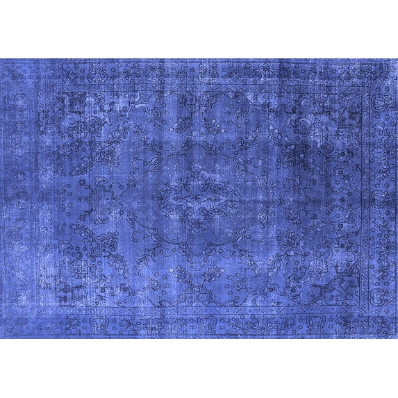 Ahgly Company Machine Washable Indoor Rectangle Oriental Blue Industrial Area Rugs, 2' x 3'