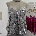 thumbnail image 6 of Yvsxxv Silver Fish Scale Sequin Tank Top V Neck Cami Vest 1Pc, 6 of 7